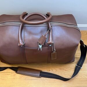 Large leather coach travel bag